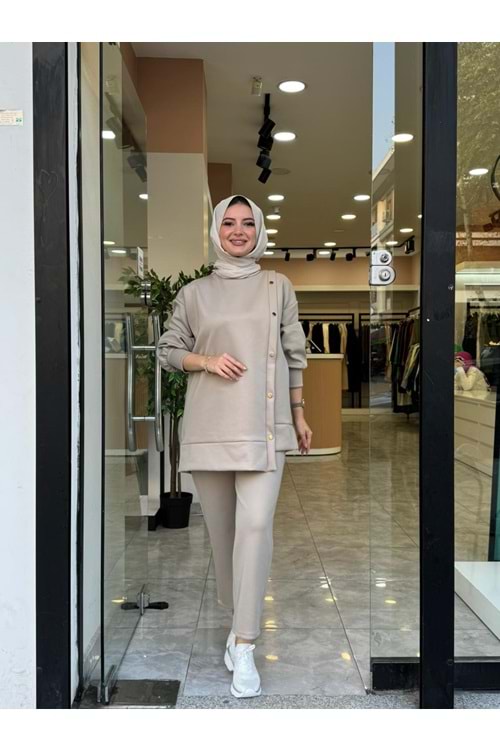 SCUBA DÜĞMELİ TAKIM - KREM - 1