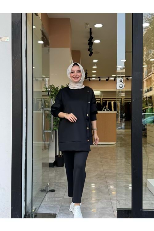 SCUBA DÜĞMELİ TAKIM - SİYAH - 1