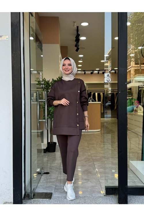 SCUBA DÜĞMELİ TAKIM - KAHVERENGİ - 2