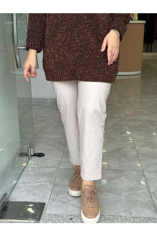 LAL DERİ PANTOLON - TAŞ - 1