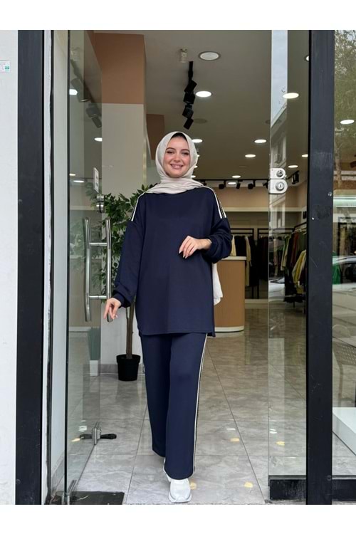 YAN ŞERİT TAKIM - LACİVERT - S-M