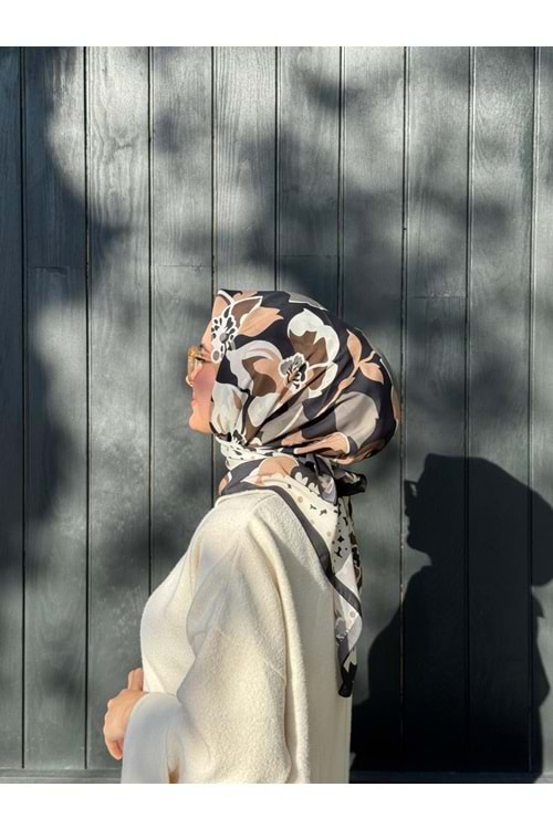 ÇİÇEK EŞARP - SİYAH - STD