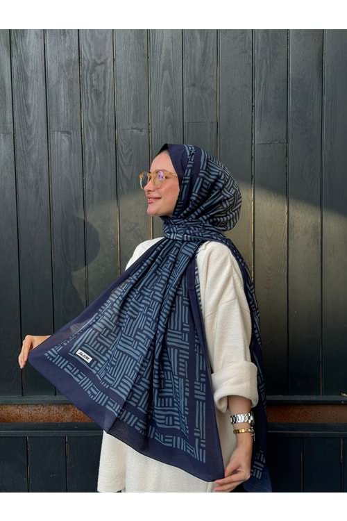 ÇİZGİ ŞAL - LACİVERT - STD