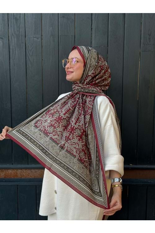 ETNİK ŞAL - BORDO - STD