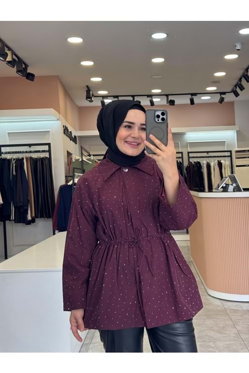 PUL BEL BAĞLAMA CEKET - BORDO - 1