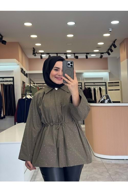 PUL BEL BAĞLAMA CEKET - HAKİ YEŞİLİ - 1