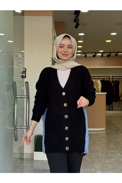 KOT DETAY TRİKO HIRKA - SİYAH - STD