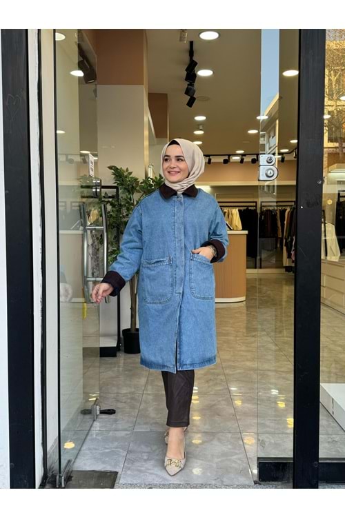 UZUN KOT TRENCH - MAVİ - S-M