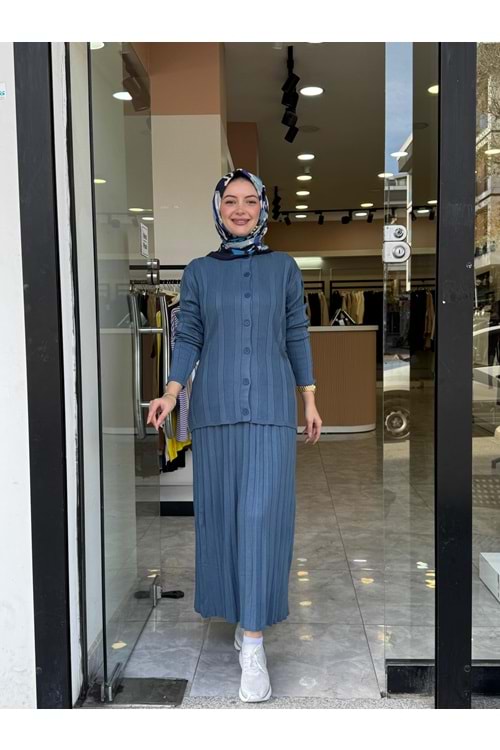 GÜLŞAH ETEKLİ TAKIM - İNDİGO MAVİ - STD