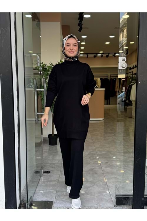 TRİKO DÜZ TAKIM - SİYAH - STD