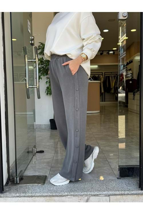 YAN DÜĞME OYŞO PANTOLON - GRİ - L-XL