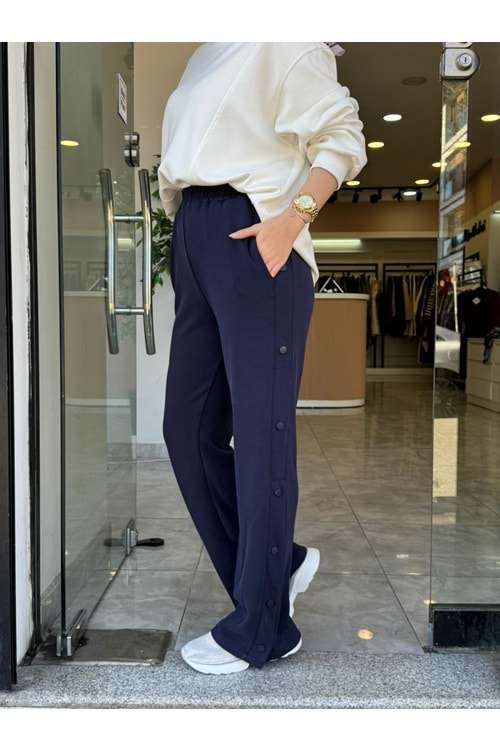 YAN DÜĞME OYŞO PANTOLON - LACİVERT - S-M