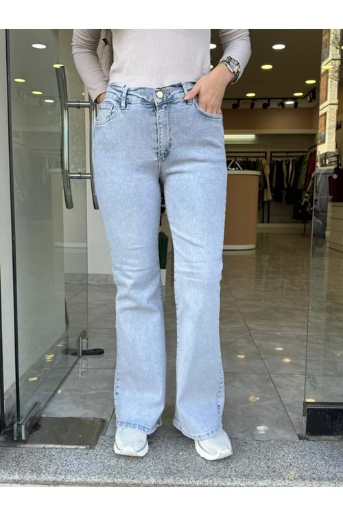 İSPANYOL MODEL KOT PANTOLON - BUZ MAVİSİ - 4