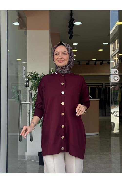 EMİNE MERSERİZE HIRKA - BORDO - STD