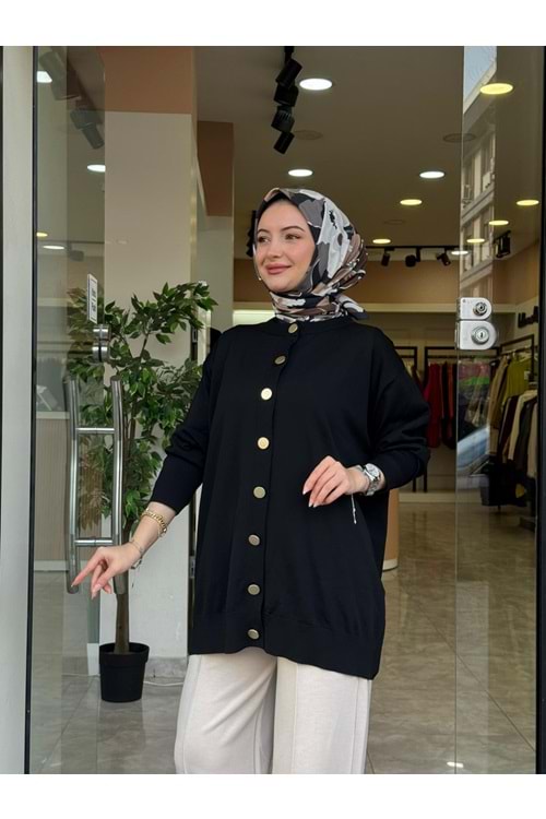 EMİNE MERSERİZE HIRKA - SİYAH - STD
