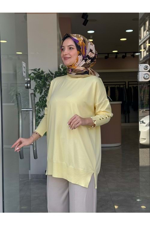 KOL GOLD DÜĞME MERSERİZE TUNİK - SARI - STD