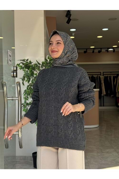 TRİKO ÖRGÜ KAZAK - ANTRASİT GRİ - STD