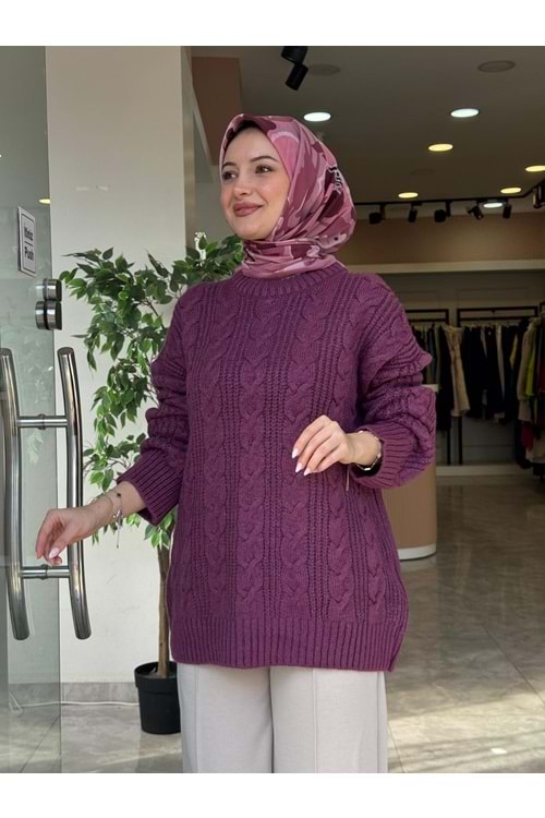 TRİKO ÖRGÜ KAZAK - GÜL KURUSU - STD