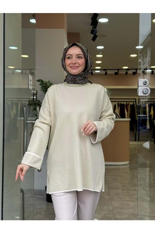 DÜZ SİM KAZAK - KREM - STD