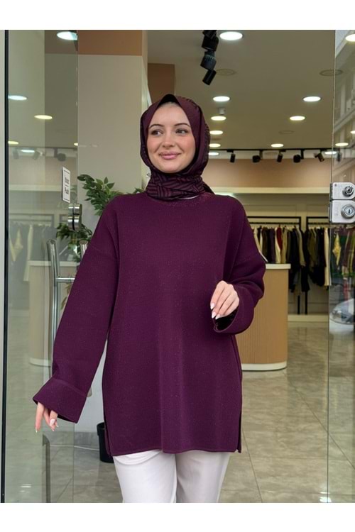 DÜZ SİM KAZAK - MÜRDÜM - STD