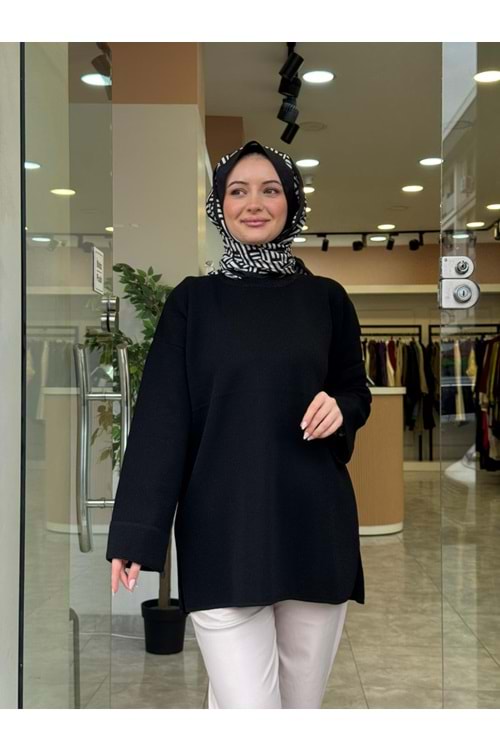 DÜZ SİM KAZAK - SİYAH - STD