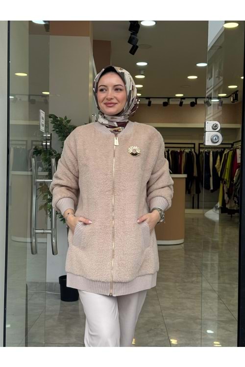 ANGORA KISA FERMUARLI KABAN - CAMEL - 1