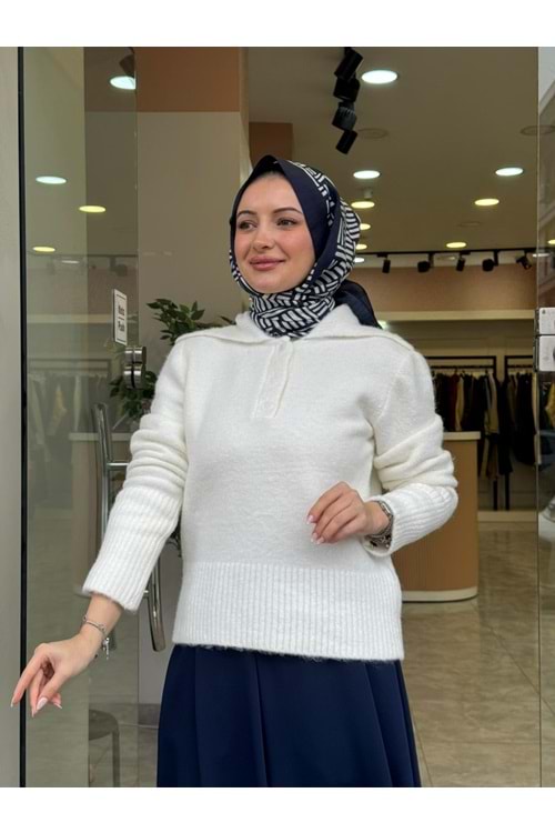 LİNEA POLO YAKA KAZAK - BEYAZ - STD