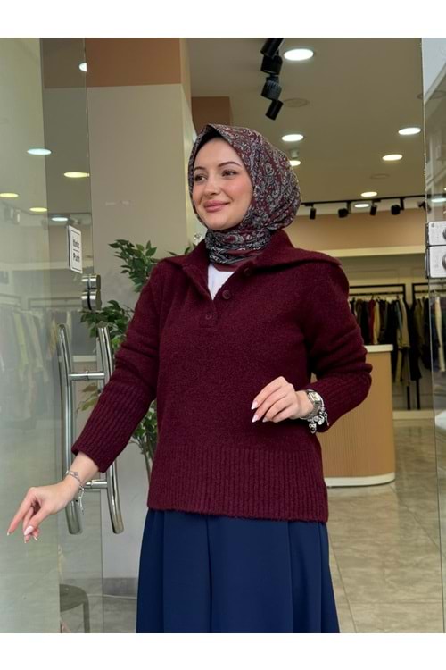 LİNEA POLO YAKA KAZAK - BORDO - STD