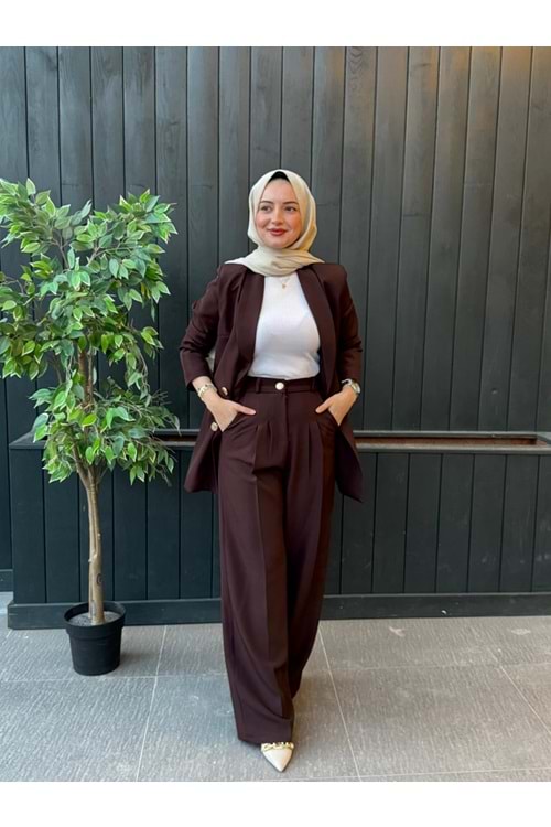 PALAZZO PANTOLON - KAHVERENGİ - 1