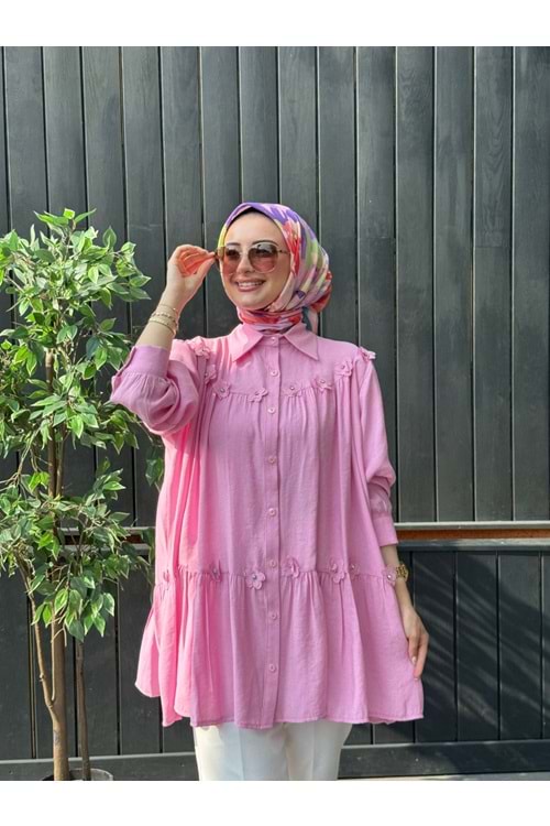 ÇİÇEK GÖMLEK - PEMBE - STD
