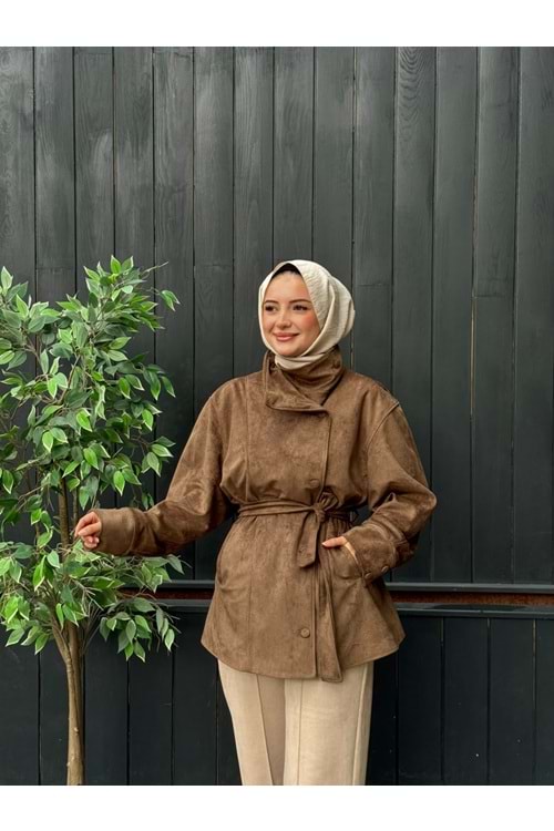 SÜET DİK YAKA CEKET - CAMEL - STD