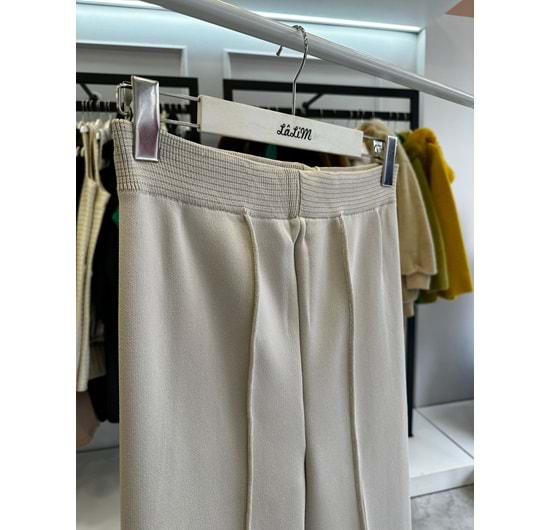 ÇELİK ÖRME TRİKO PANTOLON - KREM - STD STD