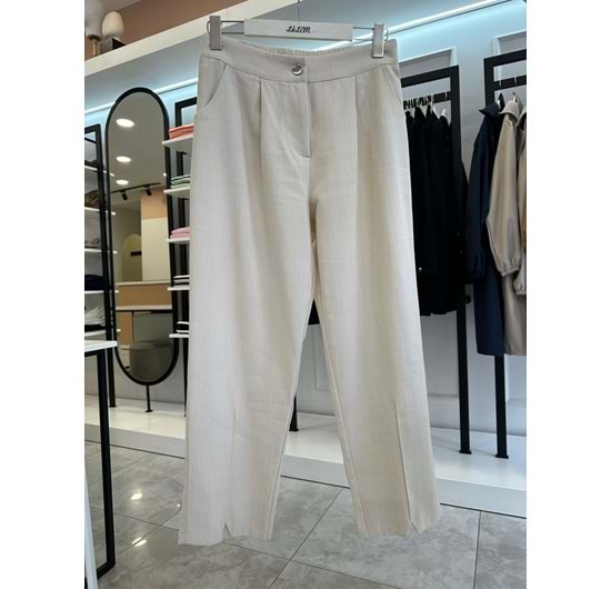 KETEN PANTOLON - KREM - L