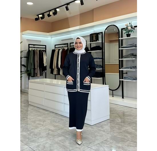 MERSERİZE ETEK TAKIM - LACİVERT - STD