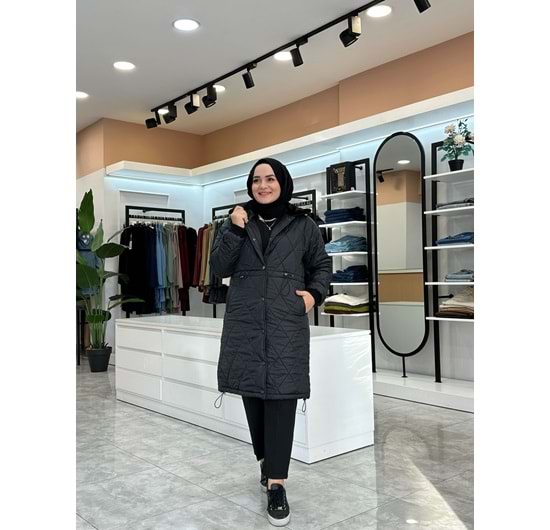 KAPŞONLU KAPİTONE MONT - SİYAH - 38