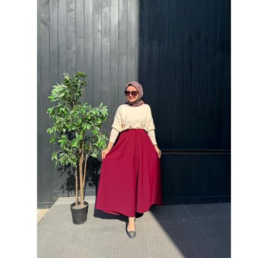 KREP PANTOLON ETEK - BORDO - 1