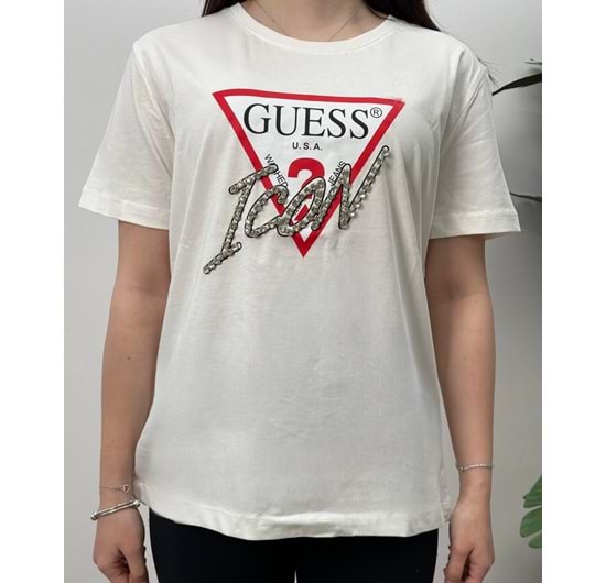 İÇLİK TSHİRT - TAŞ GUEESS BEYAZ - S