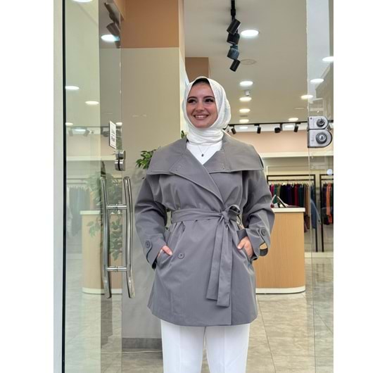 KISA TRENCH - GRİ - STD