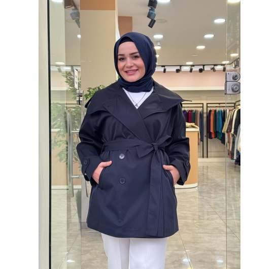 KISA TRENCH - LACİVERT - STD