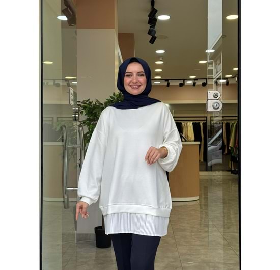 BASİC PİLELİ SWEAT - BEYAZ - S-M