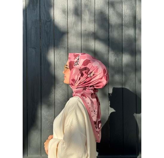 ÇİÇEK EŞARP - PEMBE - STD