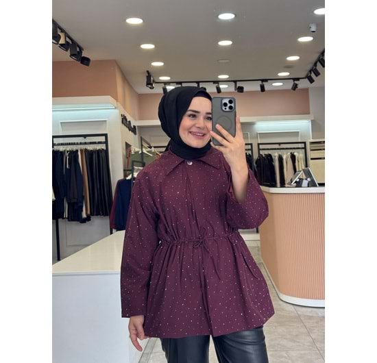 PUL BEL BAĞLAMA CEKET - BORDO - 1