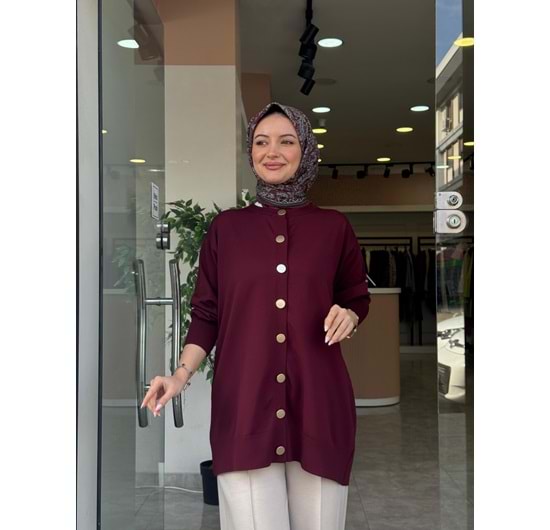 EMİNE MERSERİZE HIRKA - BORDO - STD