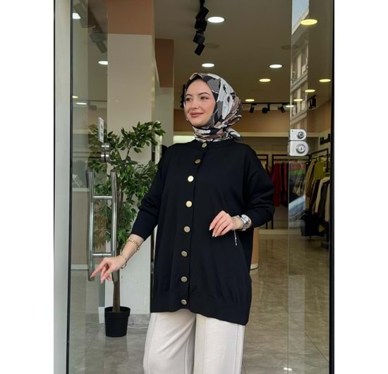 EMİNE MERSERİZE HIRKA - SİYAH - STD