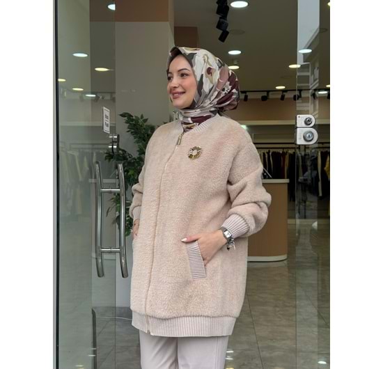 ANGORA KISA FERMUARLI KABAN - CAMEL - 1