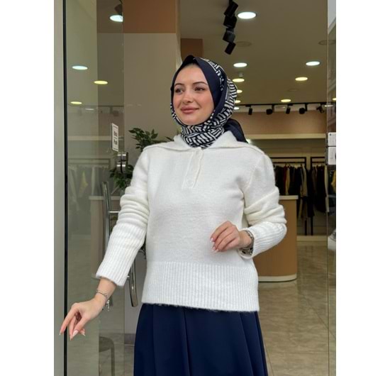 LİNEA POLO YAKA KAZAK - BEYAZ - STD