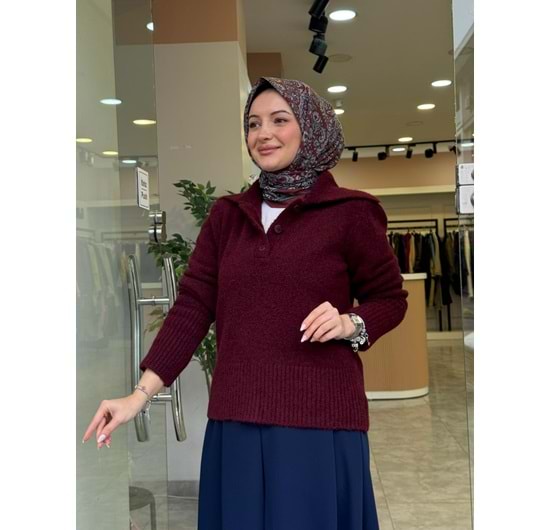 LİNEA POLO YAKA KAZAK - BORDO - STD