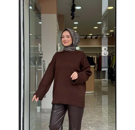 NİL TRİKO KAZAK - KAHVE - STD