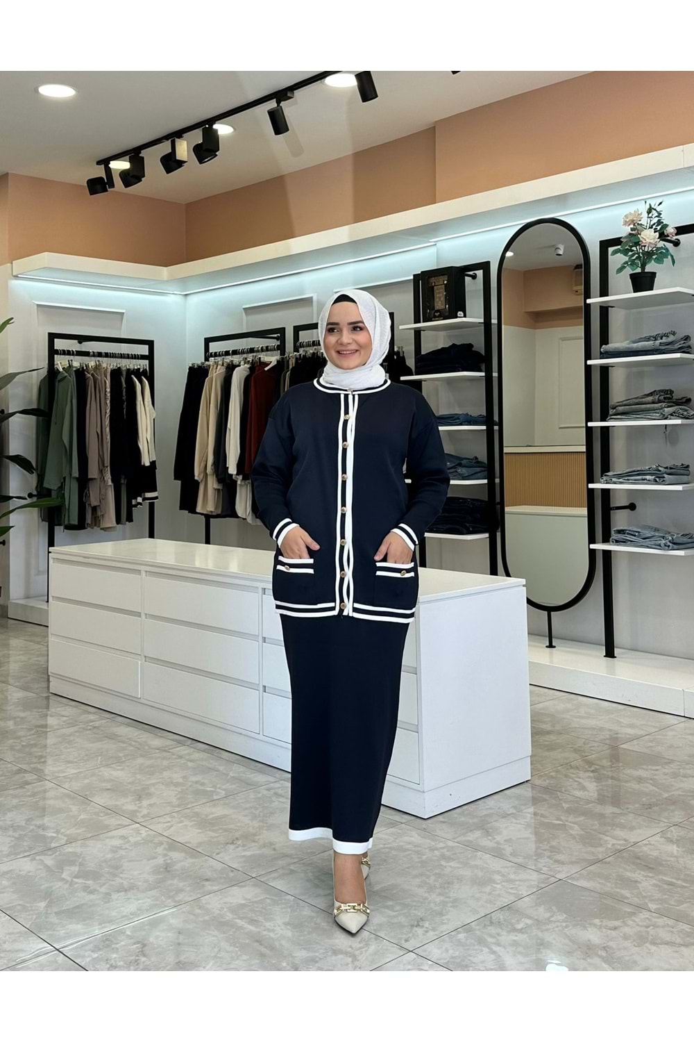 MERSERİZE ETEK TAKIM - LACİVERT - STD