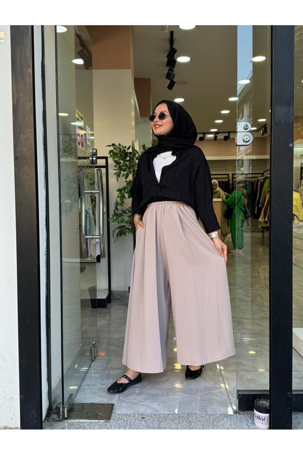 KREP PANTOLON ETEK - KREM - 2